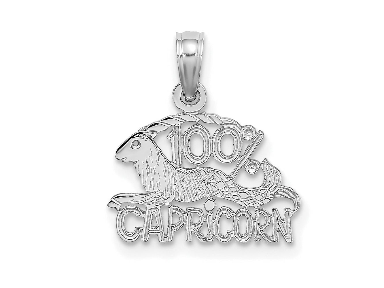 FJC Finejewelers 14 kt White Gold WG 100% CAPRICORN Zodiac Charm 13 x 14 mm