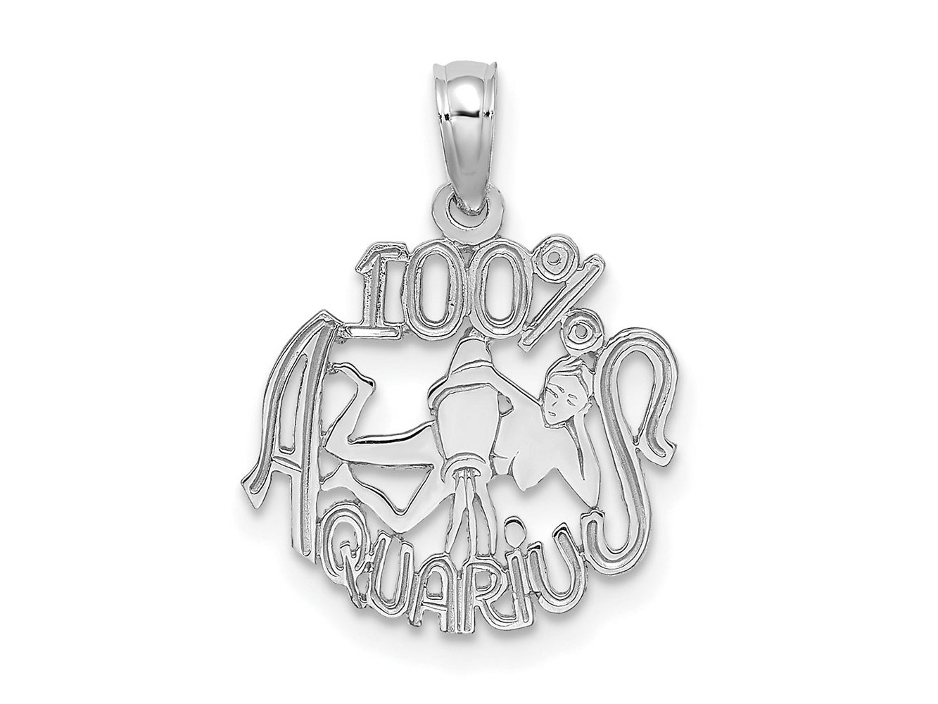 FJC Finejewelers 14 kt White Gold WG 100% AQUARIUS Zodiac Charm 17 x 14 mm