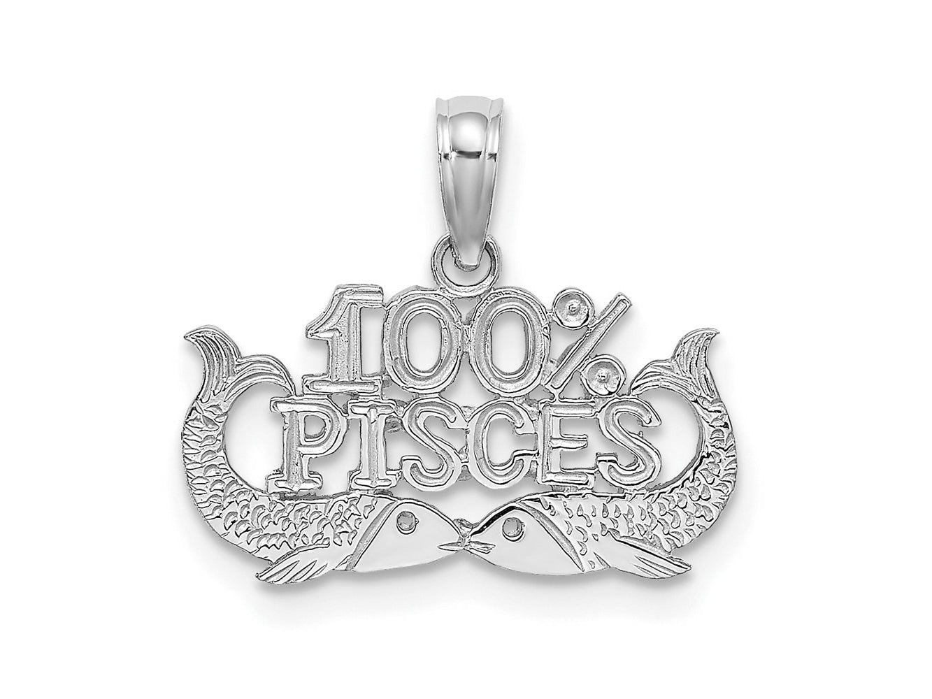 FJC Finejewelers 14 kt White Gold WG 100% PISCES Zodiac Charm 13 x 17 mm