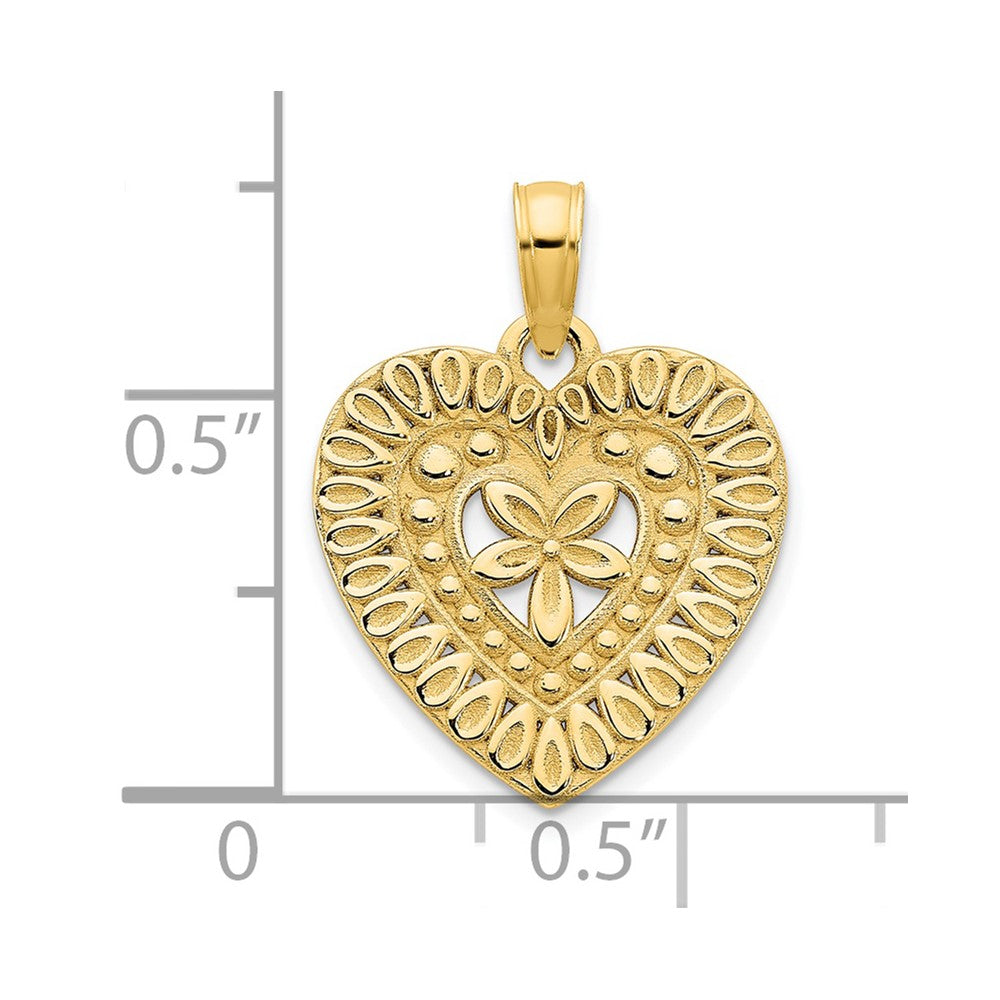 FJC Finejewelers 14 kt Yellow Gold Fancy Heart Charm 14 mm