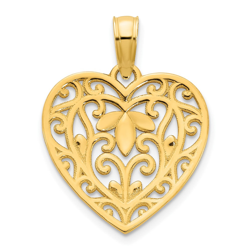 FJC Finejewelers 14 kt Yellow Gold Fancy Heart Charm 14 mm