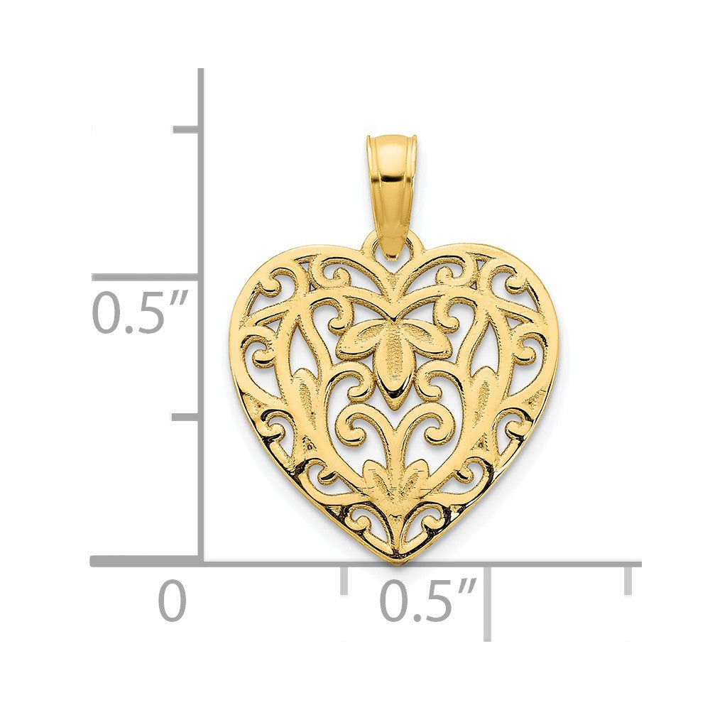 FJC Finejewelers 14 kt Yellow Gold Fancy Heart Charm 14 mm