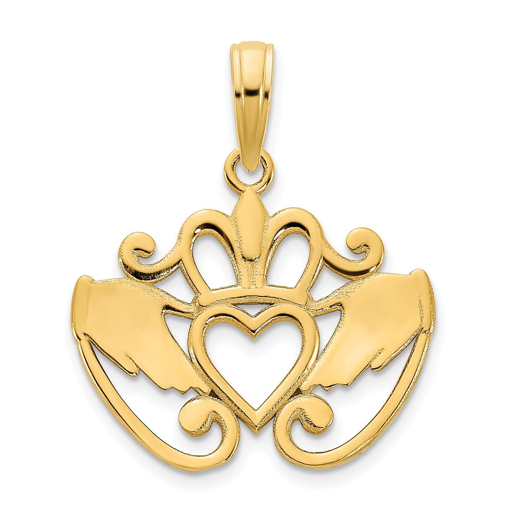 FJC Finejewelers 14 kt Yellow Gold Fancy Claddagh Charm 16 x 18 mm