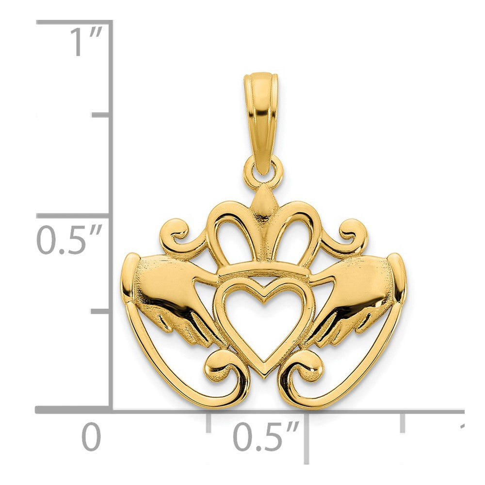 FJC Finejewelers 14 kt Yellow Gold Fancy Claddagh Charm 16 x 18 mm