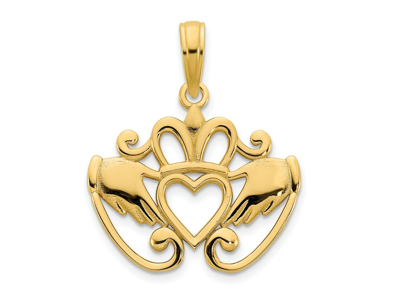 FJC Finejewelers 14 kt Yellow Gold Fancy Claddagh Charm 16 x 18 mm
