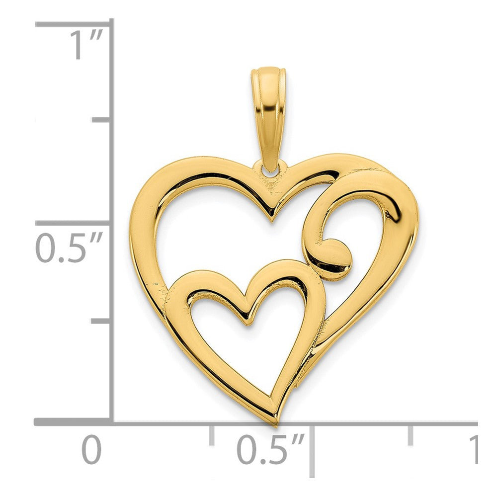 FJC Finejewelers 14 kt Yellow Gold Heart in Heart Charm 17 mm