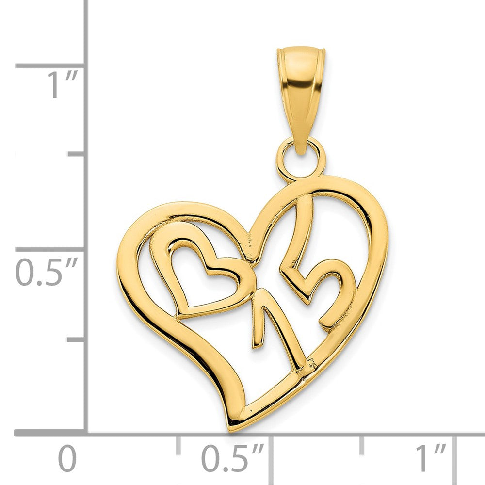 FJC Finejewelers 14 kt Yellow Gold #15 Heart Charm 18 mm