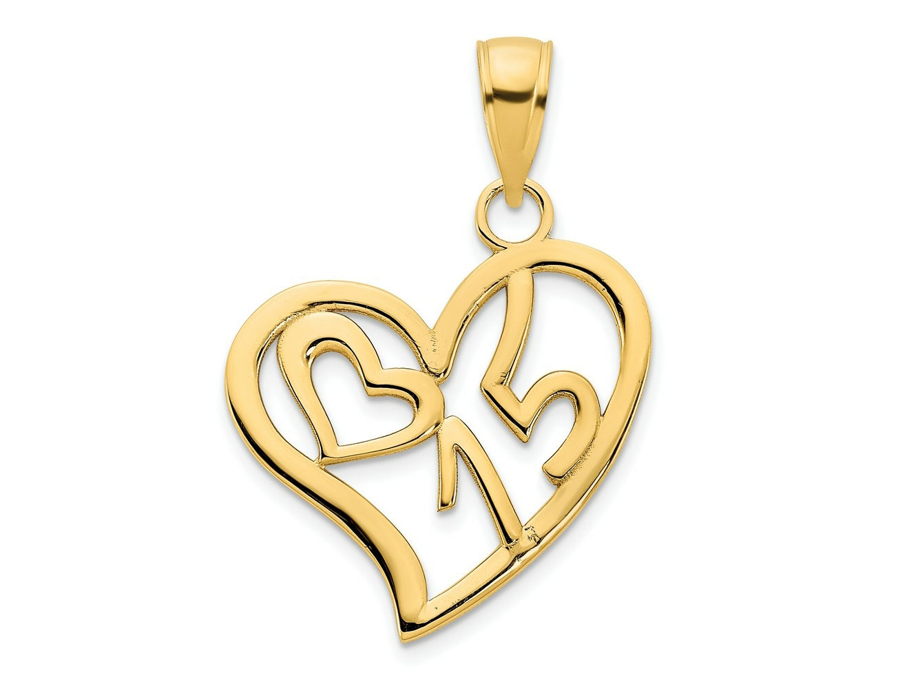 FJC Finejewelers 14 kt Yellow Gold #15 Heart Charm 18 mm