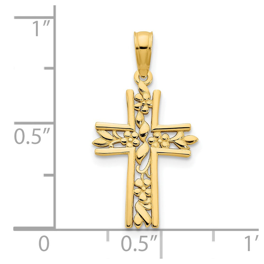 FJC Finejewelers 14 kt Yellow Gold Fancy Cross Charm 23 x 12 mm