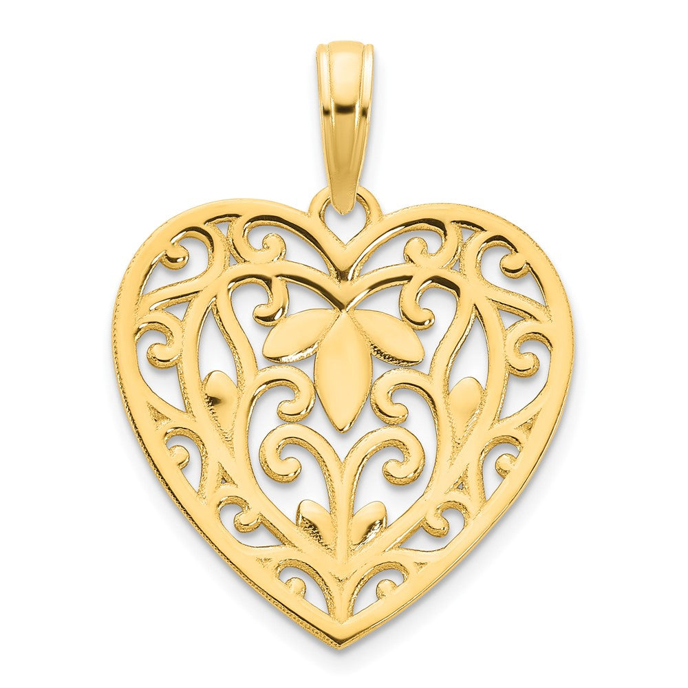 FJC Finejewelers 14 kt Yellow Gold Fancy Heart Charm 17 mm
