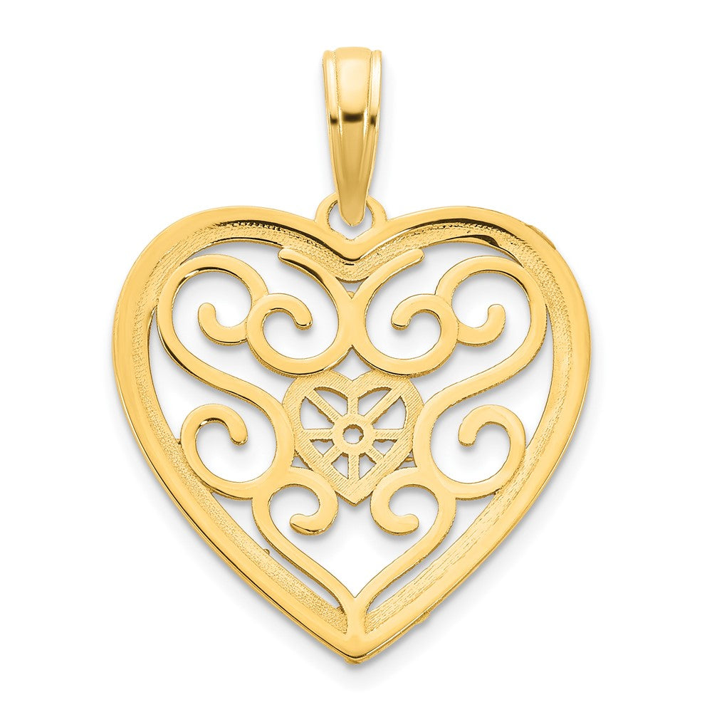 FJC Finejewelers 14 kt Yellow Gold Fancy Heart Charm 17 mm
