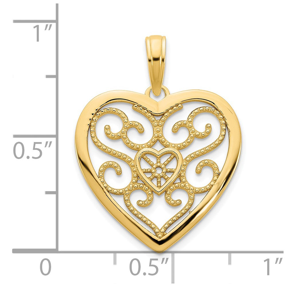 FJC Finejewelers 14 kt Yellow Gold Fancy Heart Charm 17 mm