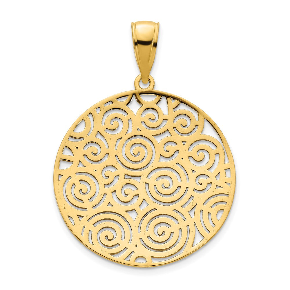 FJC Finejewelers 14 kt Yellow Gold Fancy Filigree Disc Charm 23 x 21 mm