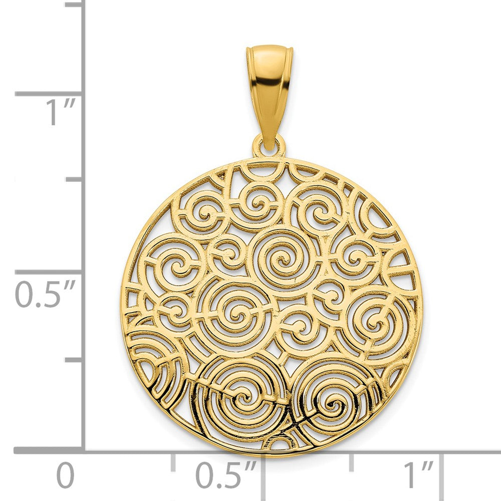 FJC Finejewelers 14 kt Yellow Gold Fancy Filigree Disc Charm 23 x 21 mm