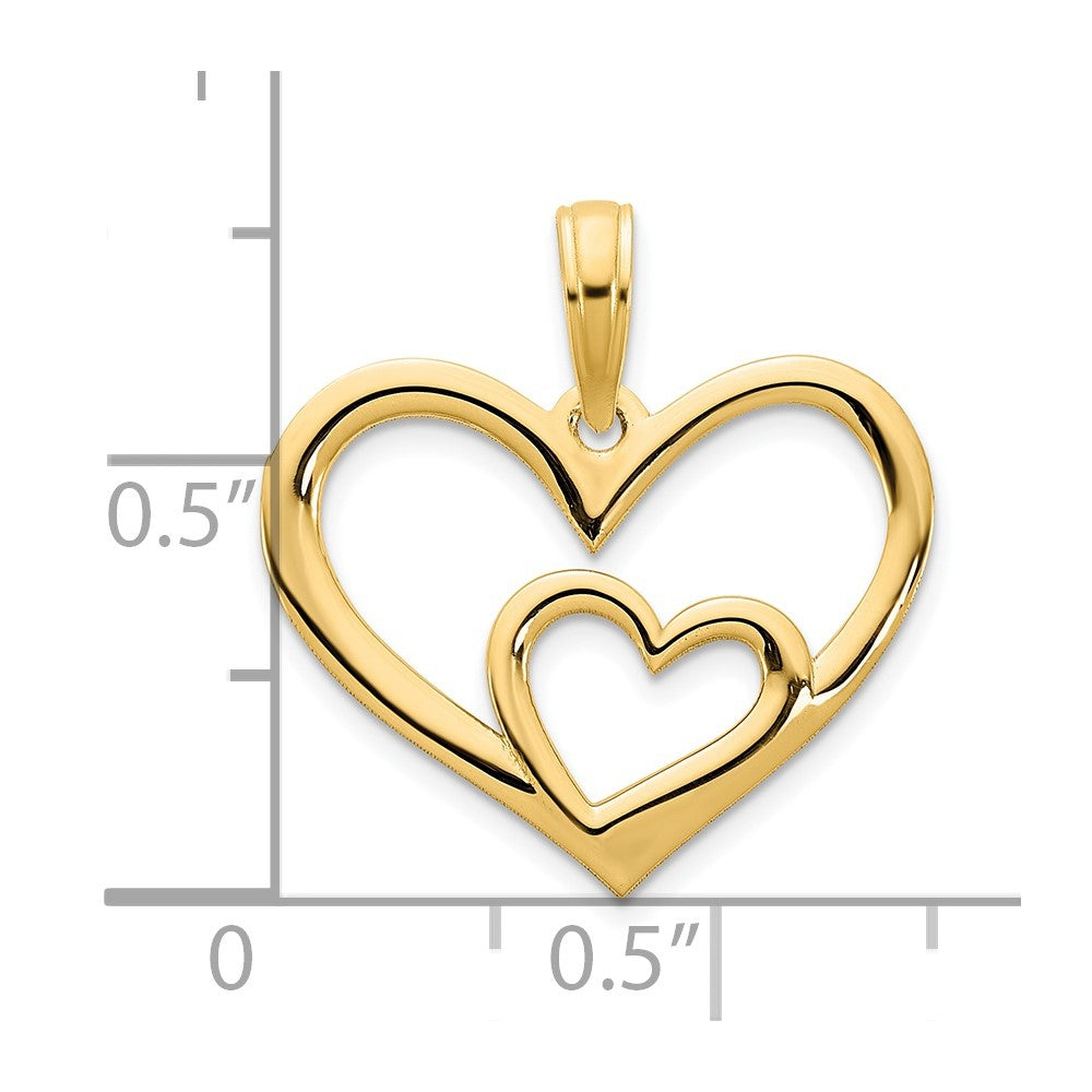 FJC Finejewelers 14 kt Yellow Gold Heart in a Heart Charm 18 mm