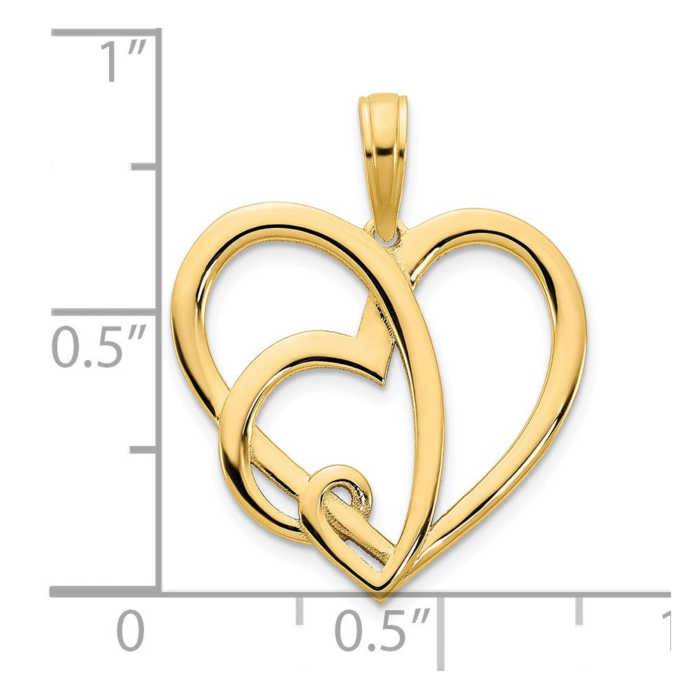 FJC Finejewelers 14 kt Yellow Gold Heart in a Heart Charm 18 mm