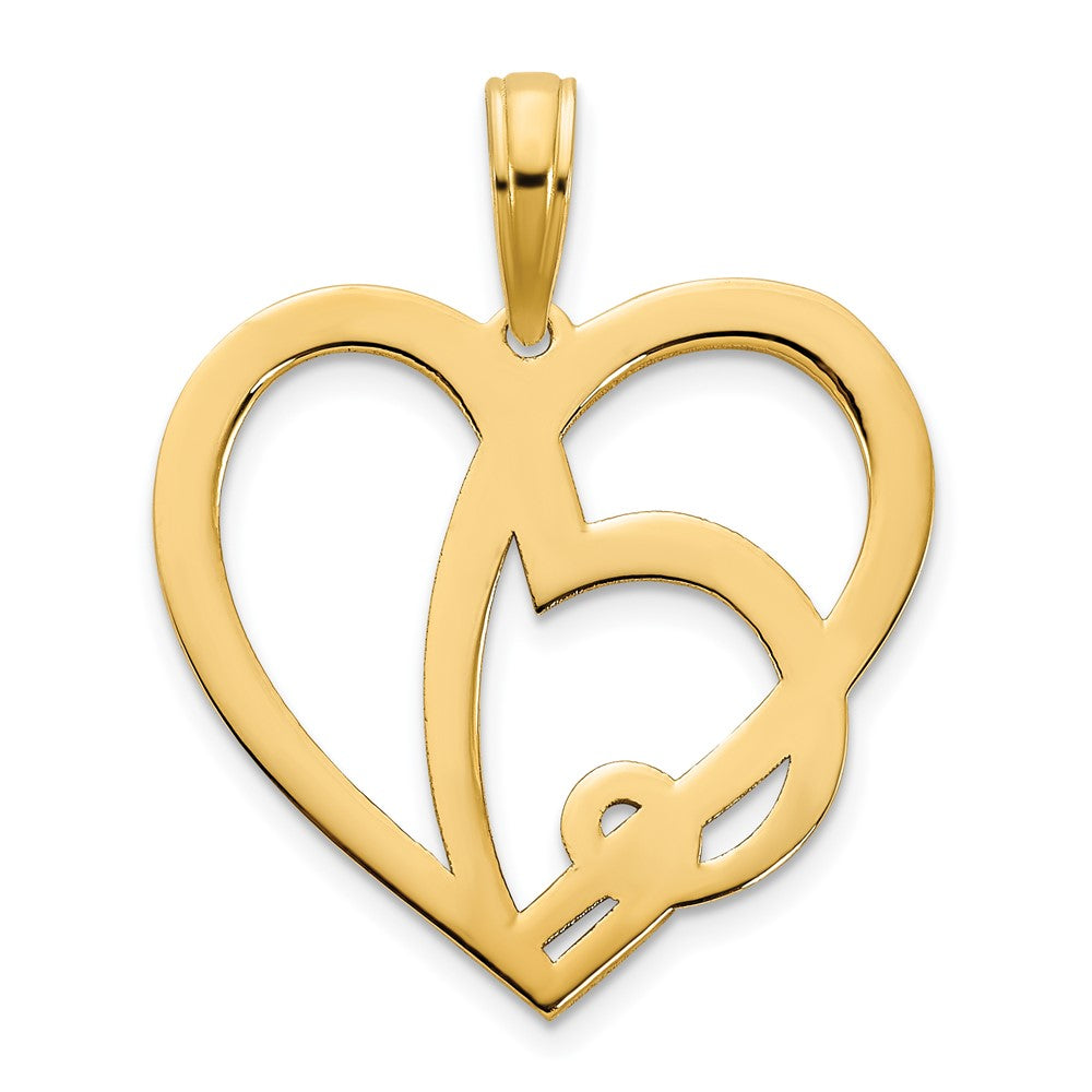 FJC Finejewelers 14 kt Yellow Gold Heart in a Heart Charm 18 mm