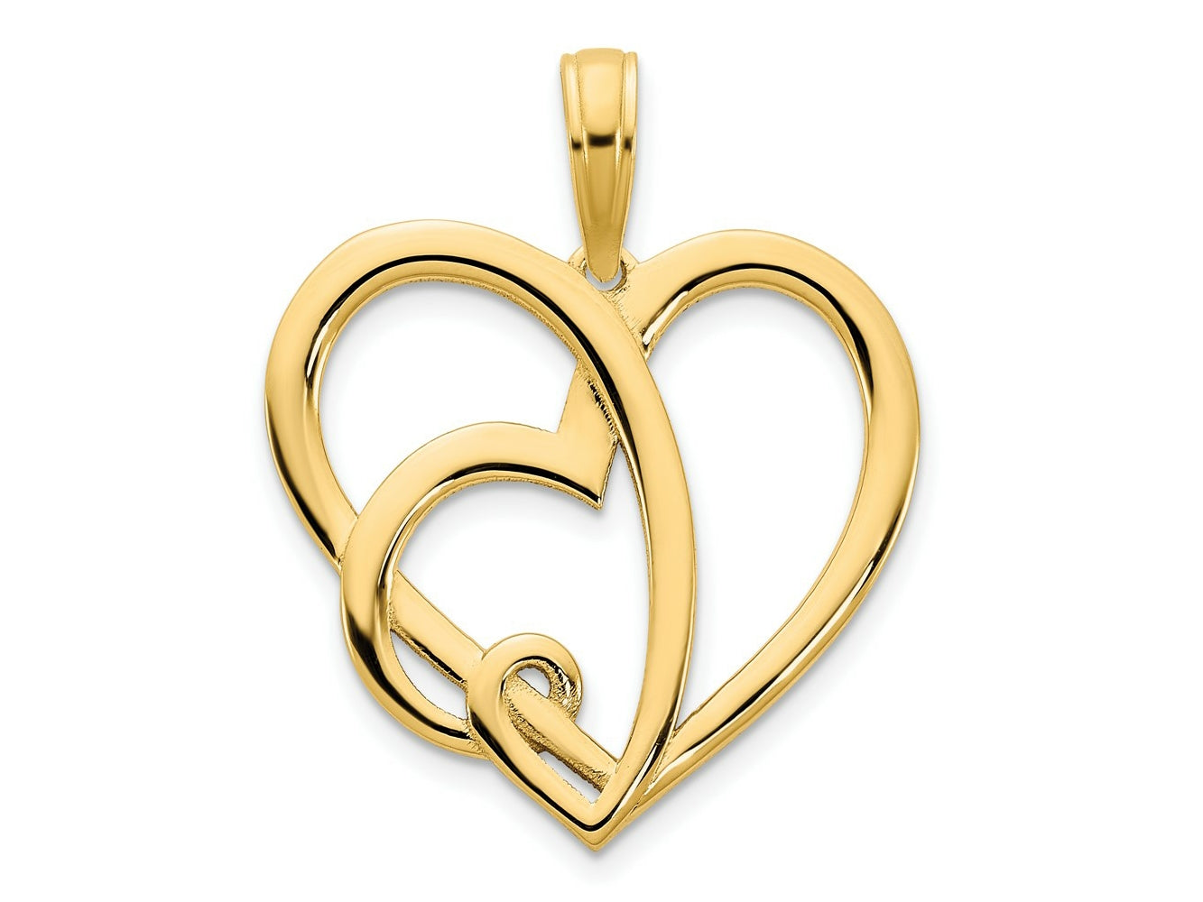 FJC Finejewelers 14 kt Yellow Gold Heart in a Heart Charm 18 mm