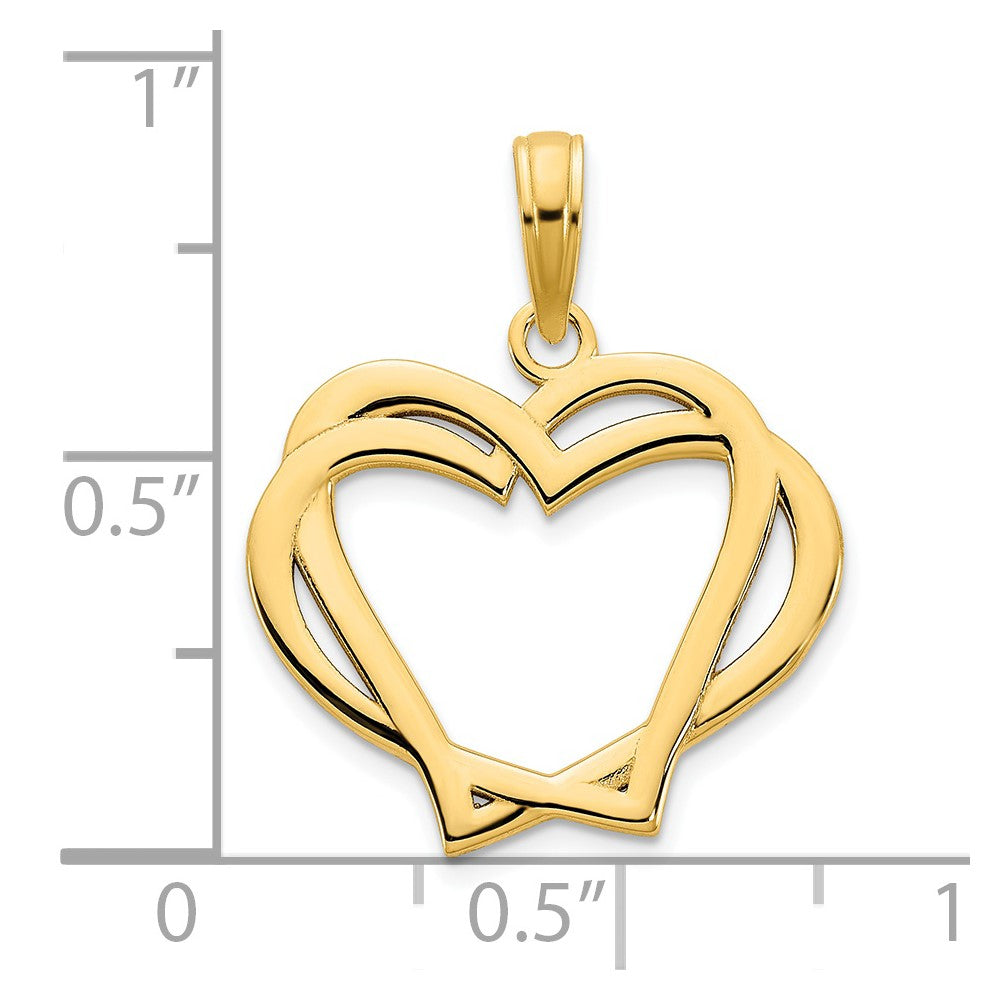 FJC Finejewelers 14 kt Yellow Gold Heart in a Heart Charm 18 mm