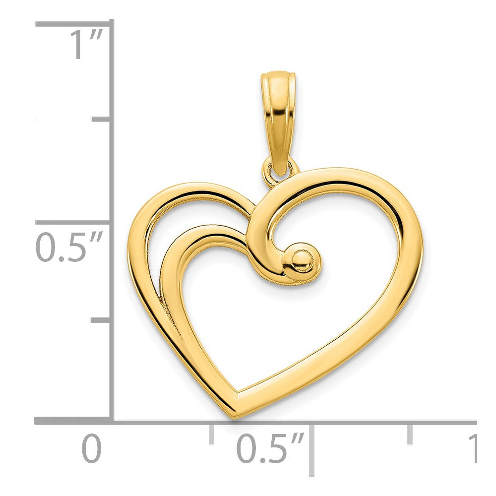 FJC Finejewelers 14 kt Yellow Gold Fancy Open Heart Charm 18 mm