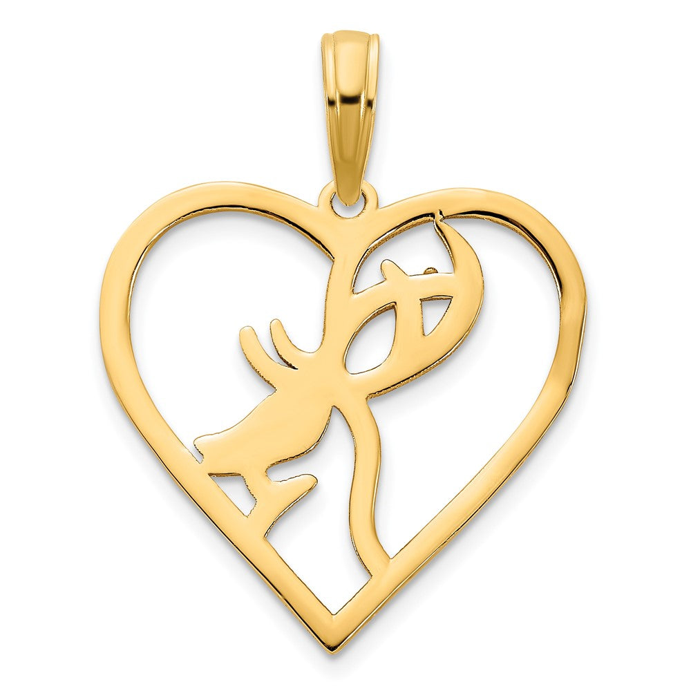 FJC Finejewelers 14 kt Yellow Gold Deer in a Heart Charm 18 mm