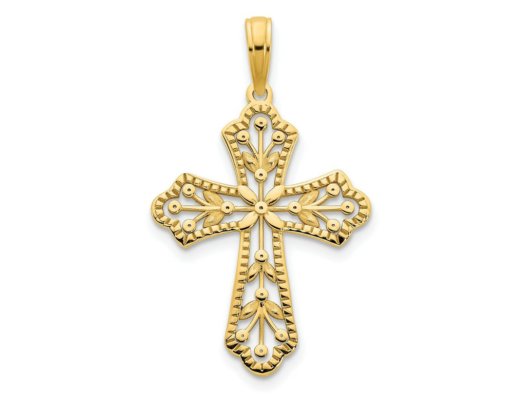 FJC Finejewelers 14 kt Yellow Gold Fancy Cross Charm 30 x 18 mm