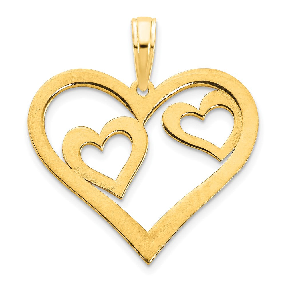 FJC Finejewelers 14 kt Yellow Gold Heart in a Heart Charm 20 mm
