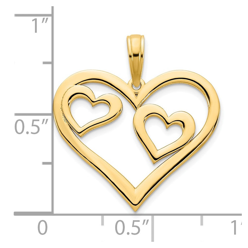 FJC Finejewelers 14 kt Yellow Gold Heart in a Heart Charm 20 mm