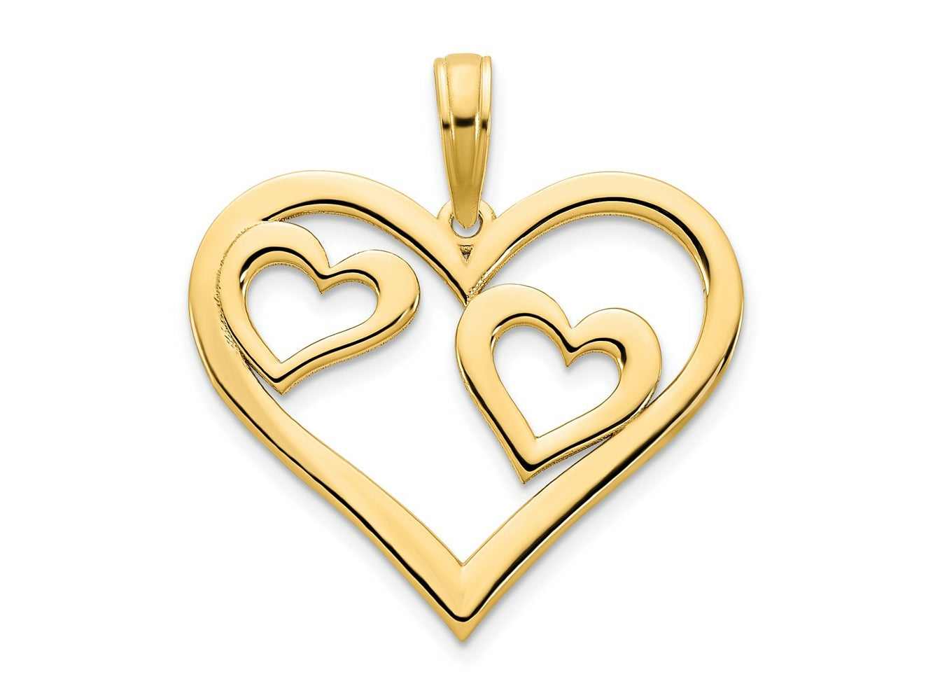FJC Finejewelers 14 kt Yellow Gold Heart in a Heart Charm 20 mm