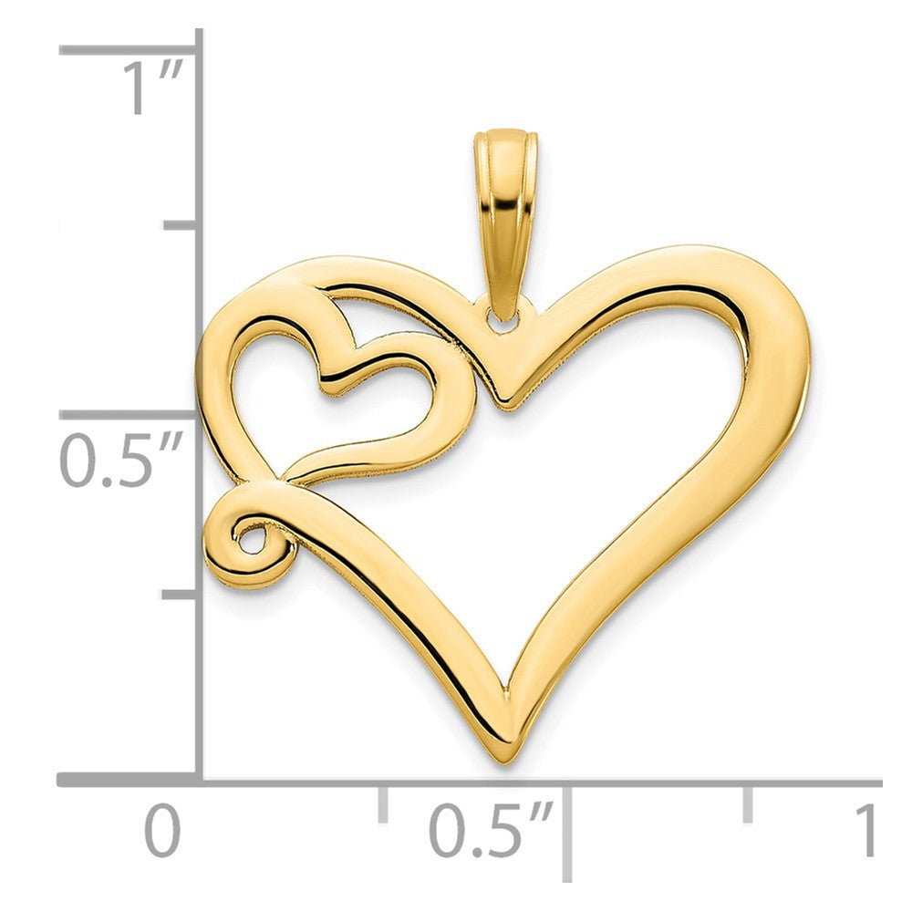 FJC Finejewelers 14 kt Yellow Gold Heart in a Heart Charm 21 mm