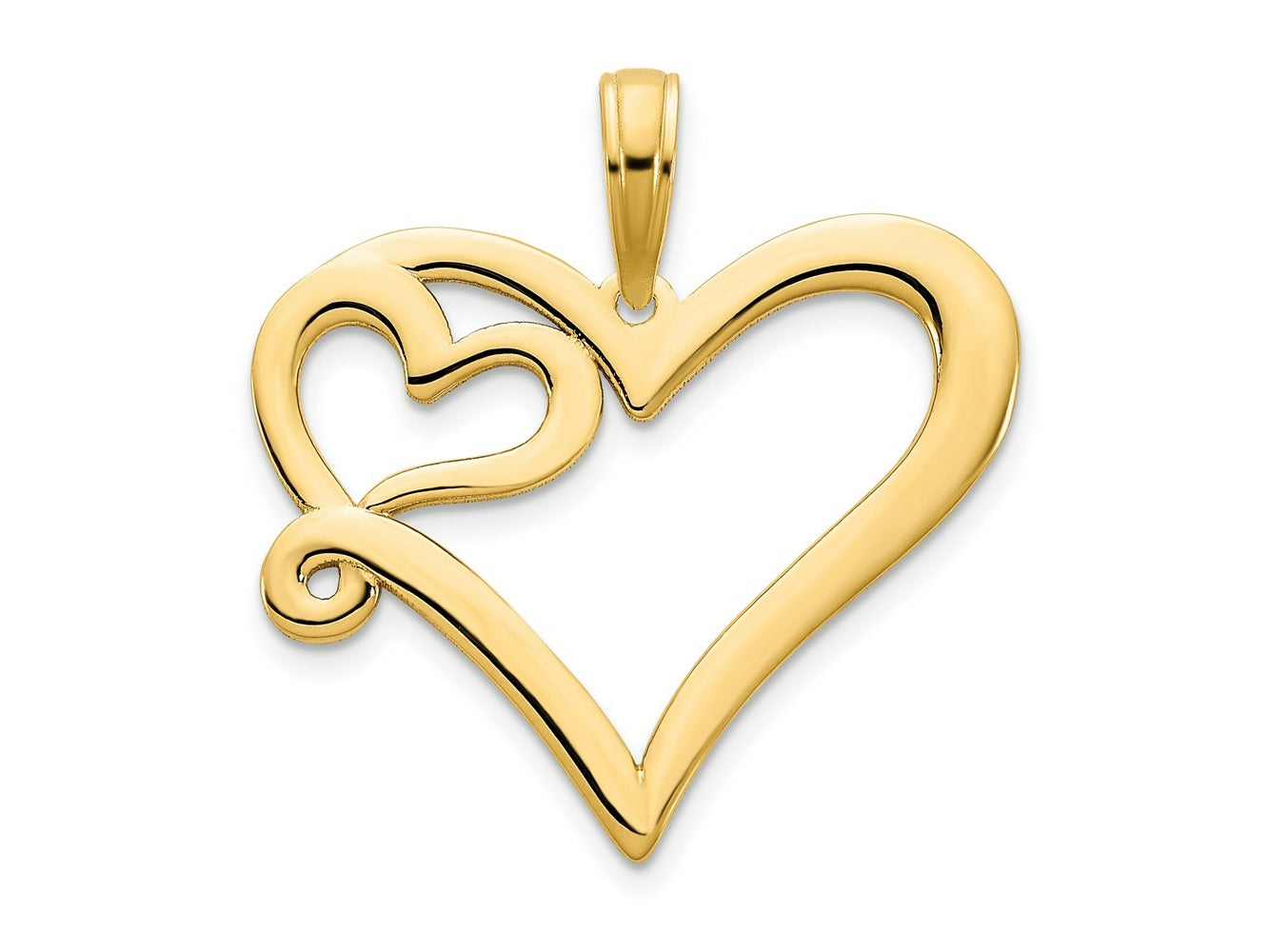 FJC Finejewelers 14 kt Yellow Gold Heart in a Heart Charm 21 mm