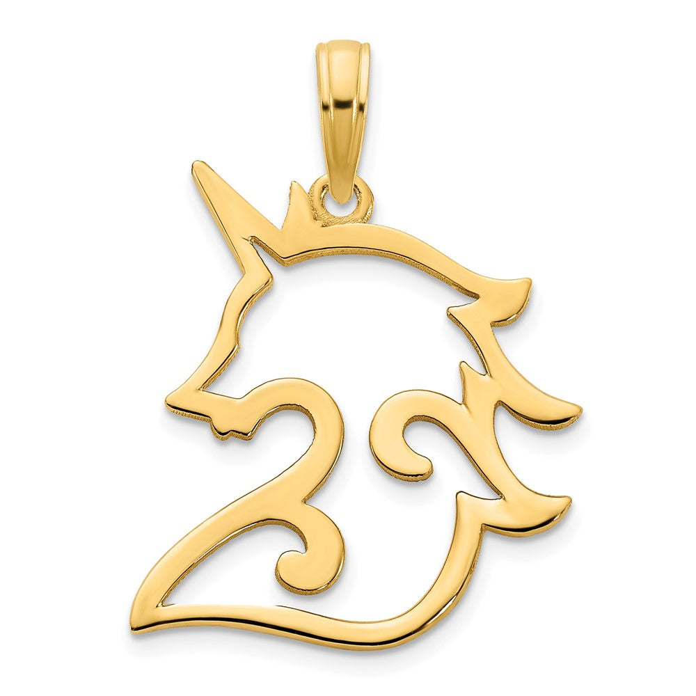 FJC Finejewelers 14 kt Yellow Gold Unicorn Charm 25 x 17 mm