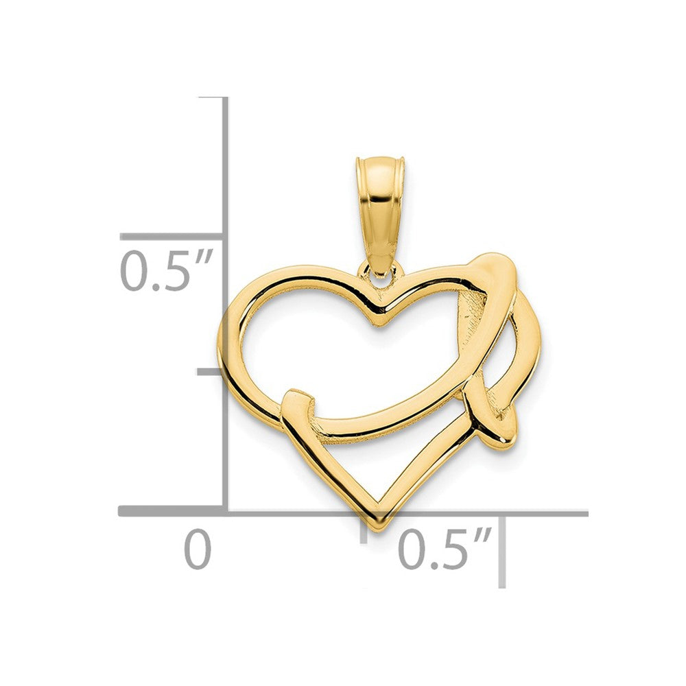 FJC Finejewelers 14 kt Yellow Gold Fancy Heart Charm 14 mm