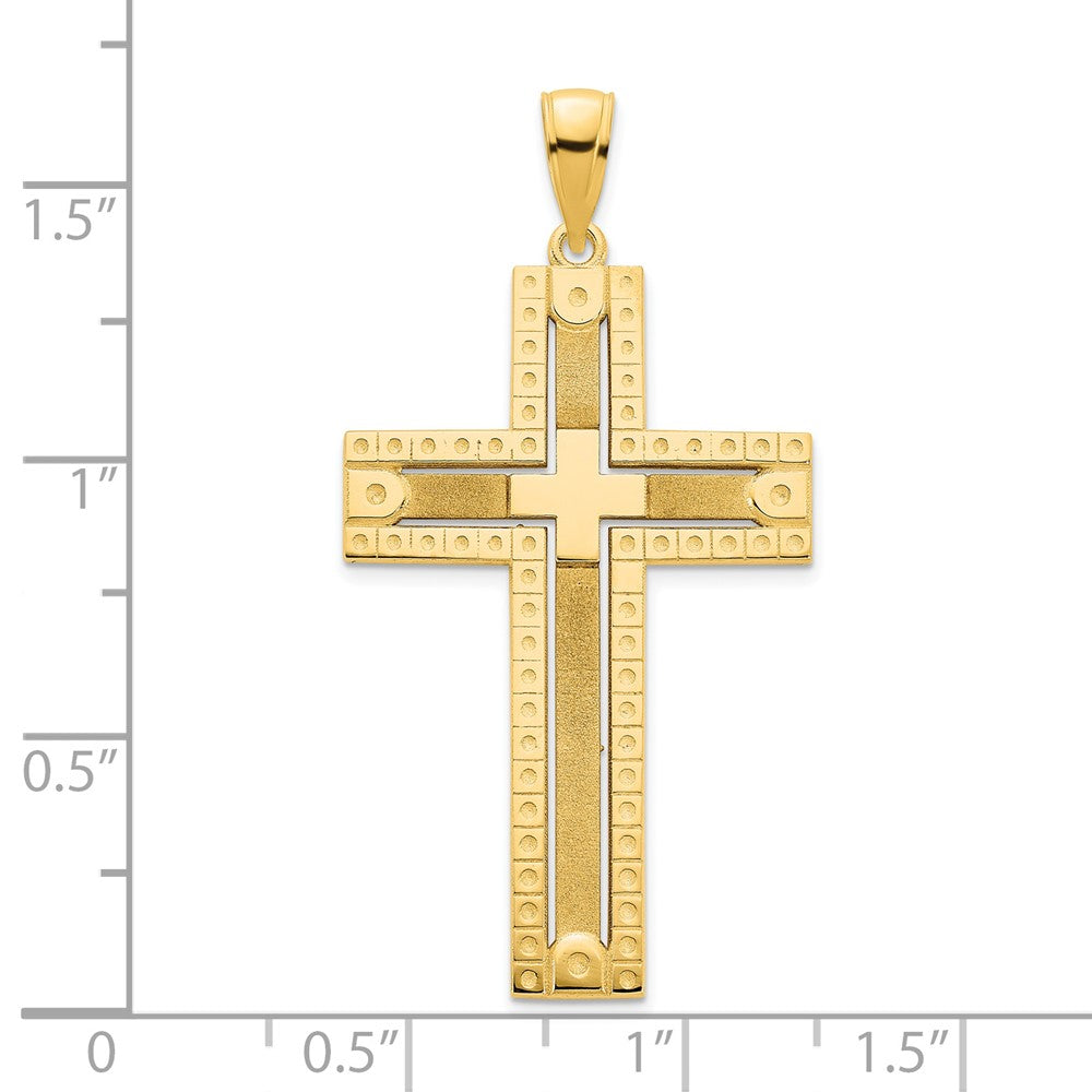 FJC Finejewelers 14 kt Yellow Gold Fancy Sandblasted Cross Charm 21 mm