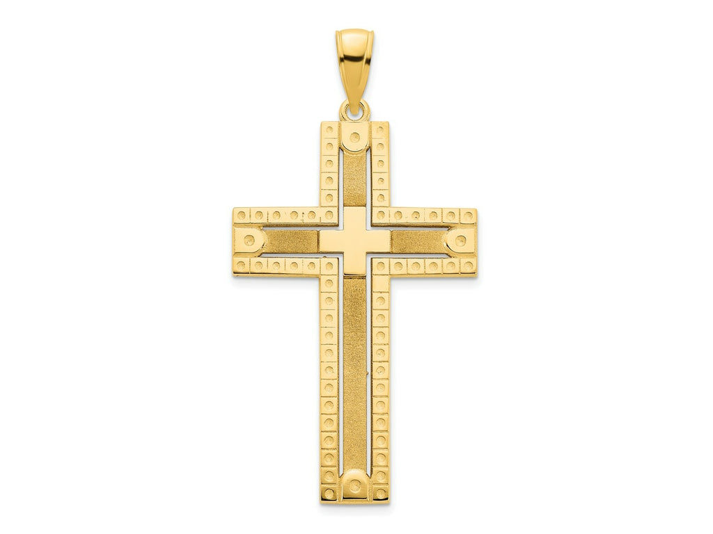 FJC Finejewelers 14 kt Yellow Gold Fancy Sandblasted Cross Charm 21 mm