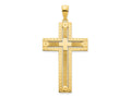 FJC Finejewelers 14 kt Yellow Gold Fancy Sandblasted Cross Charm 21 mm