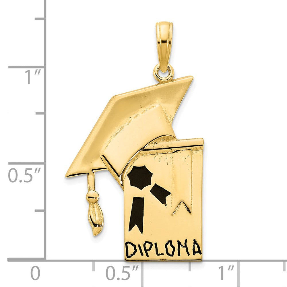 FJC Finejewelers 14 kt Yellow Gold Epoxy Graduation Cap and Diploma Charm 32 x 17 mm