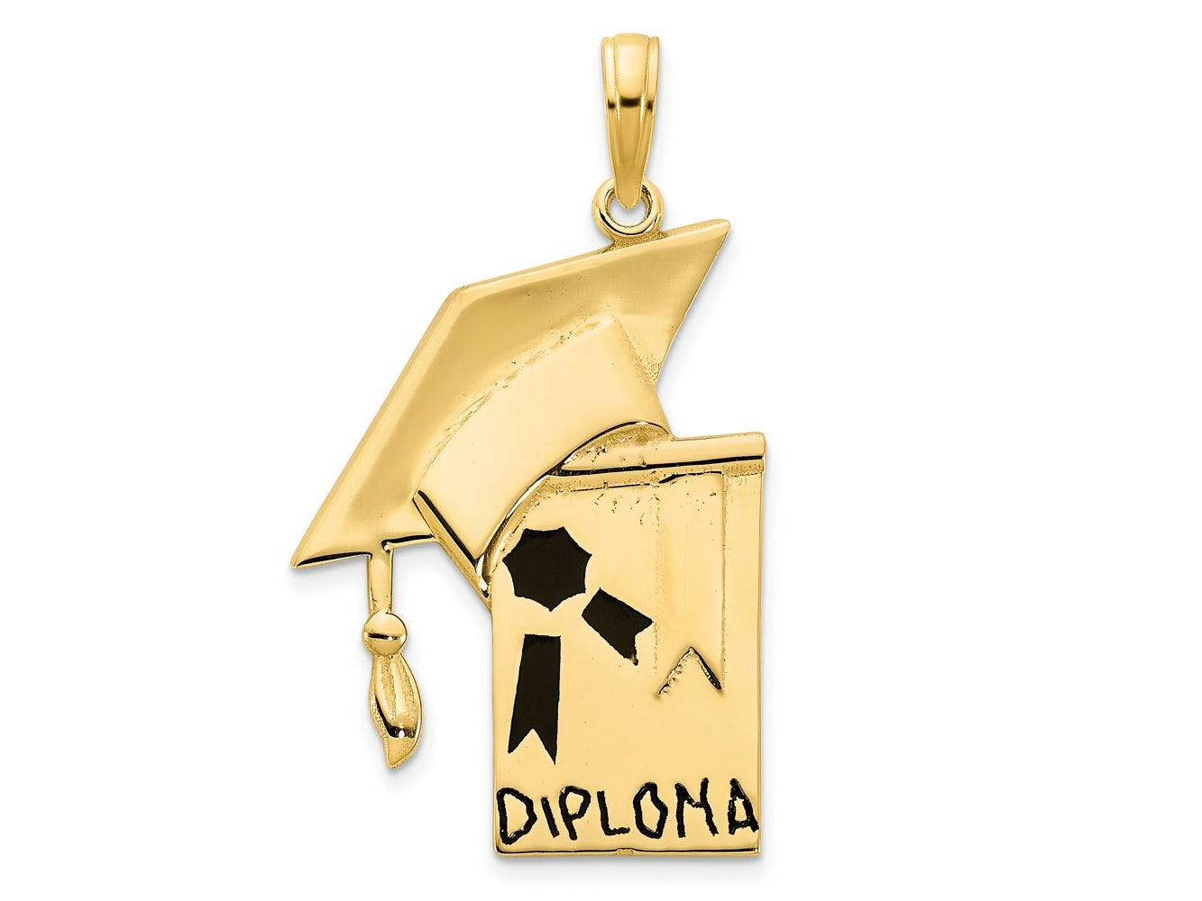 FJC Finejewelers 14 kt Yellow Gold Epoxy Graduation Cap and Diploma Charm 32 x 17 mm