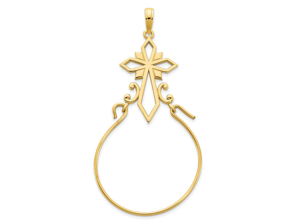 FJC Finejewelers 14 kt Yellow Gold Fancy Cross Charm Holder Charm 14 mm