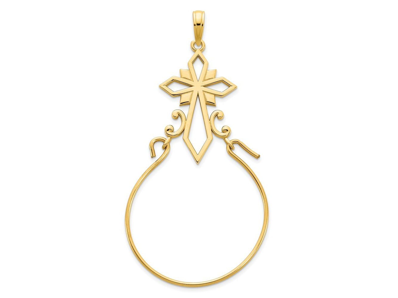 FJC Finejewelers 14 kt Yellow Gold Fancy Cross Charm Holder Charm 14 mm