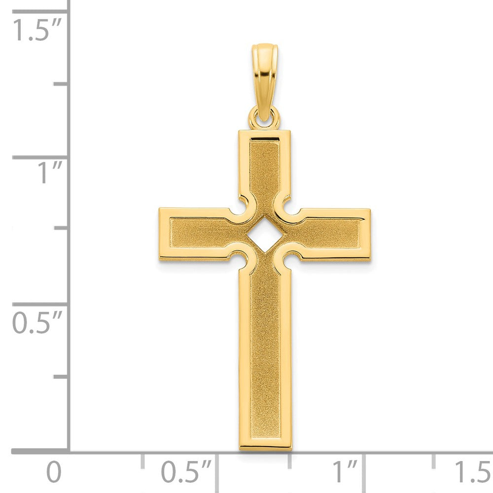 FJC Finejewelers 14 kt Yellow Gold Polished and Satin Cross Charm 35 x 17 mm