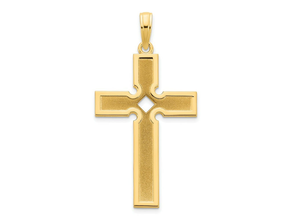 FJC Finejewelers 14 kt Yellow Gold Polished and Satin Cross Charm 35 x 17 mm