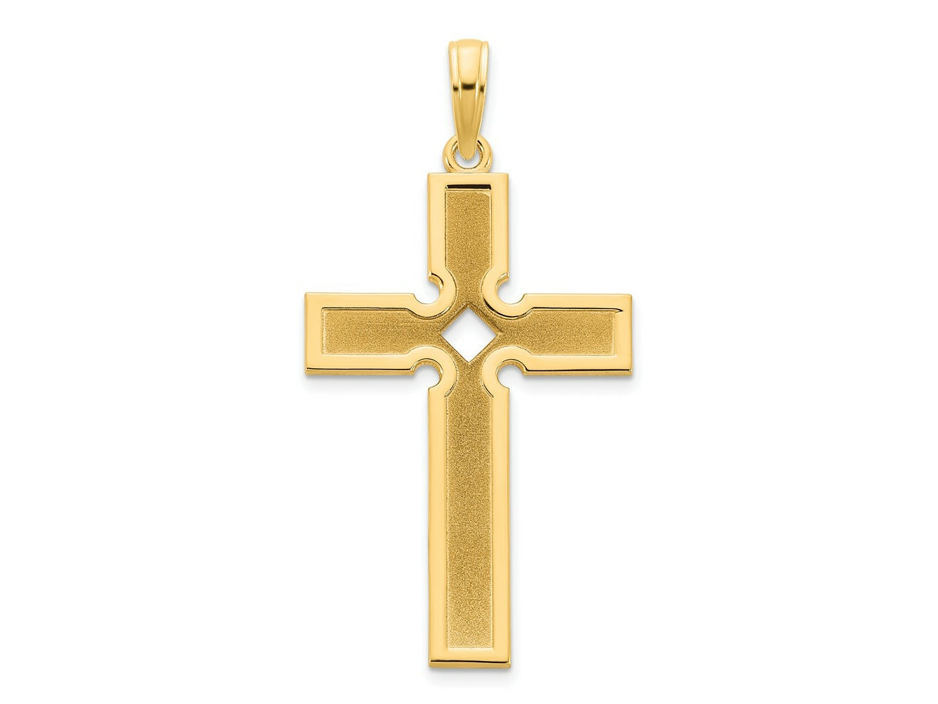 FJC Finejewelers 14 kt Yellow Gold Polished and Satin Cross Charm 35 x 17 mm