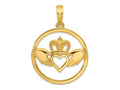 FJC Finejewelers 14 kt Yellow Gold Claddagh Circle Charm 20 x 18 mm