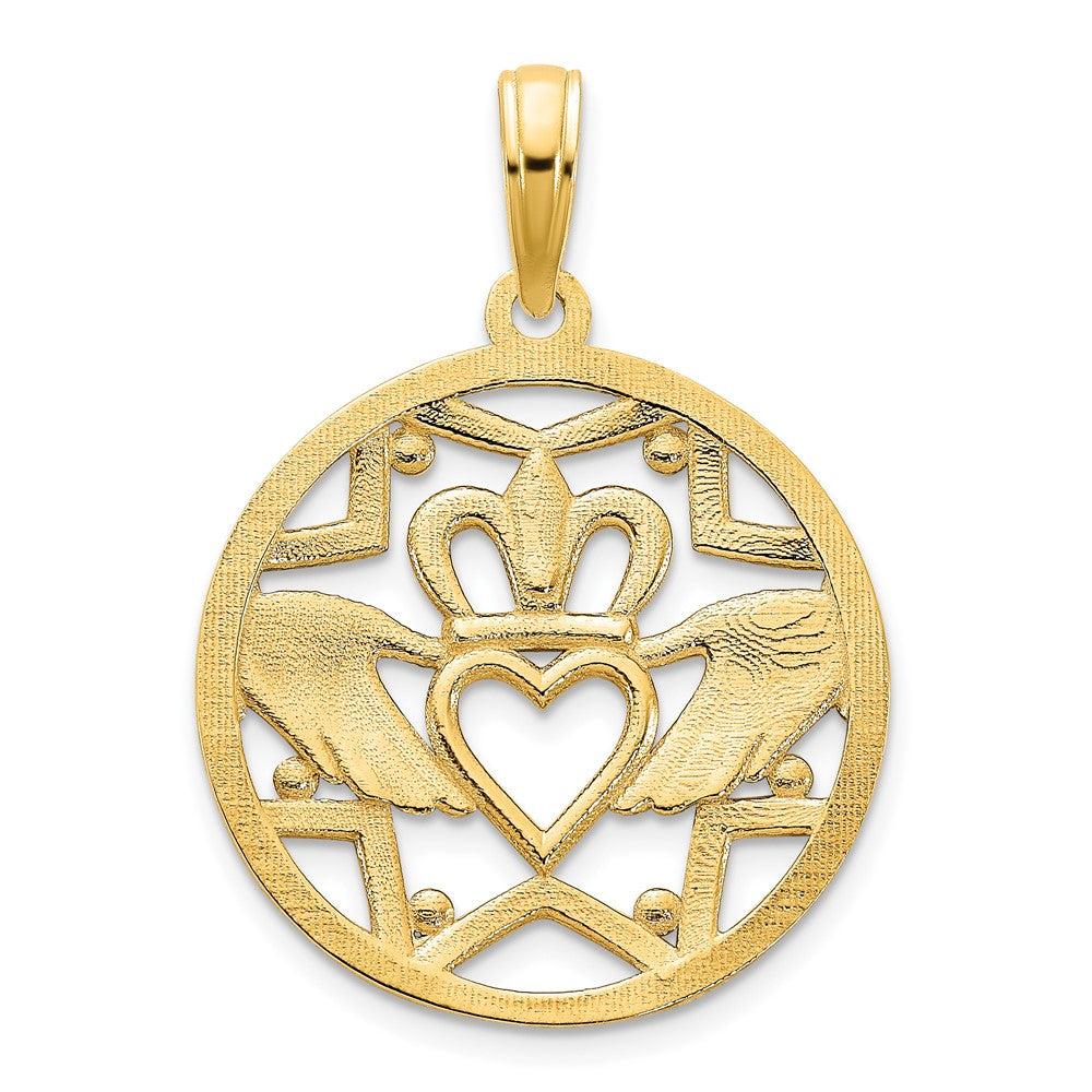 FJC Finejewelers 14 kt Yellow Gold Claddagh Circle Charm 20 x 18 mm