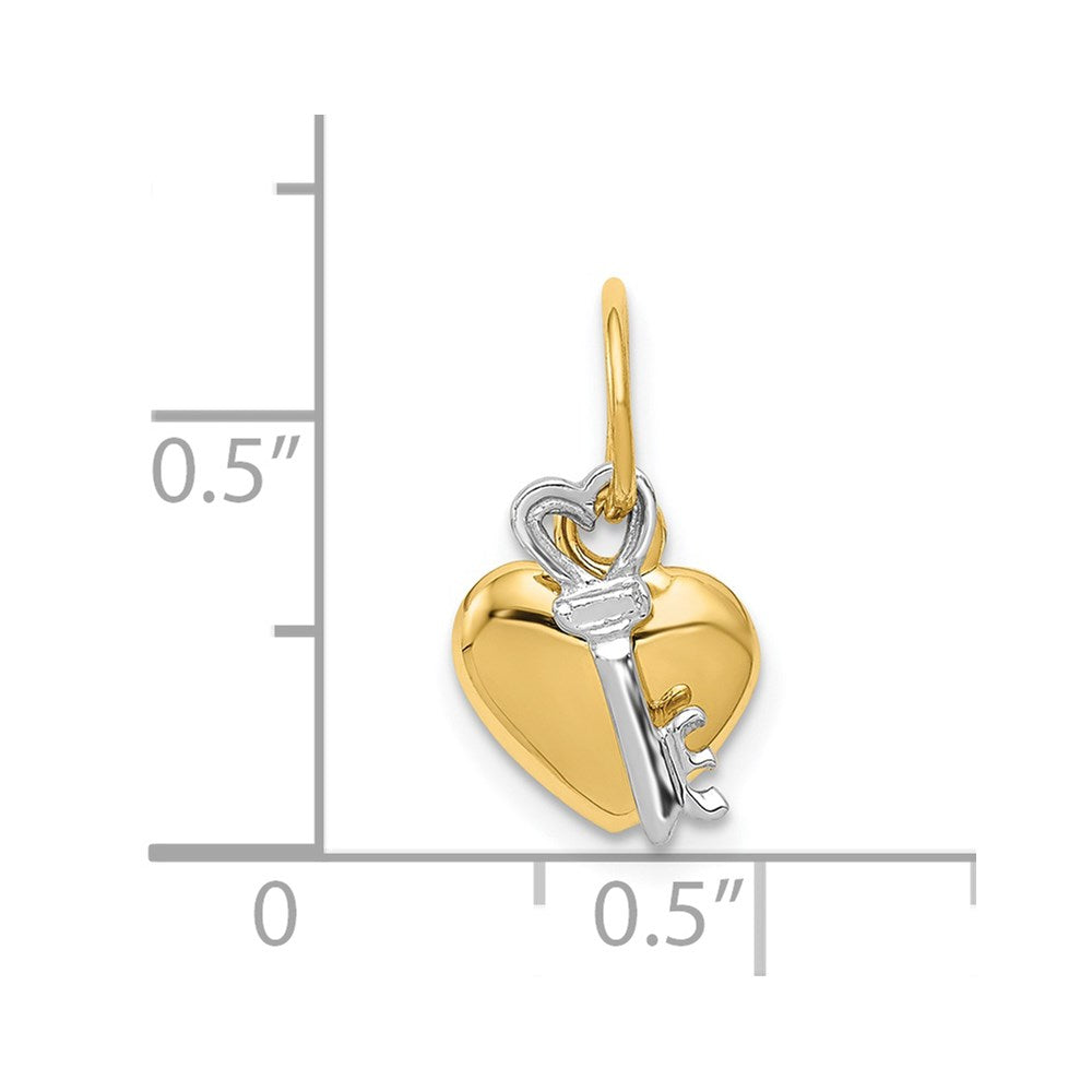 FJC Finejewelers 14 kt Two Tone Gold Two-tone Polished Moveable Key and Heart Lock Charm 15 x 9 mm