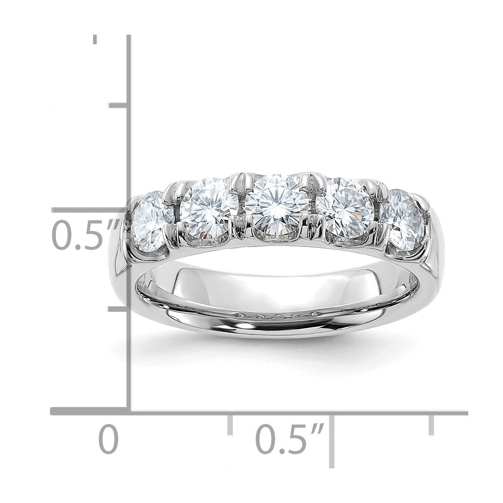 FJC Finejewelers 14 kt White Gold 1ct. 5 Stone D E F Pure Light Moissanite Band 4 mm