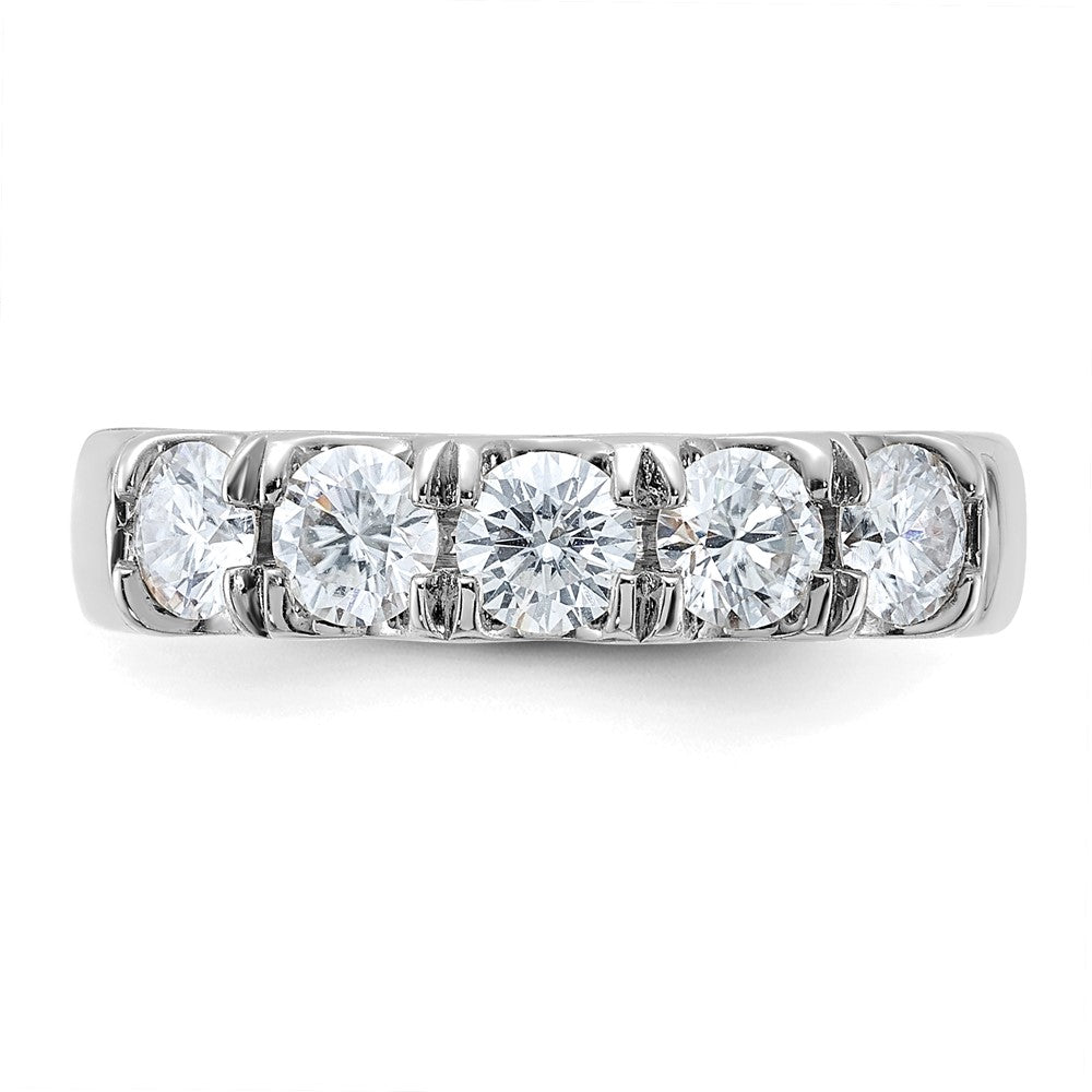 FJC Finejewelers 14 kt White Gold 1ct. 5 Stone D E F Pure Light Moissanite Band 4 mm