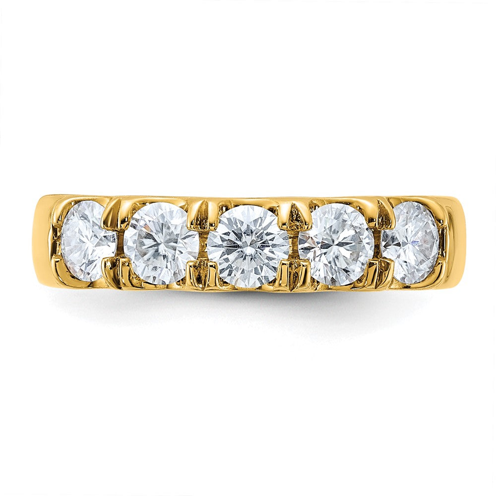 FJC Finejewelers 14 kt Yellow Gold 1ct. 5 Stone D E F Pure Light Moissanite Band 4 mm