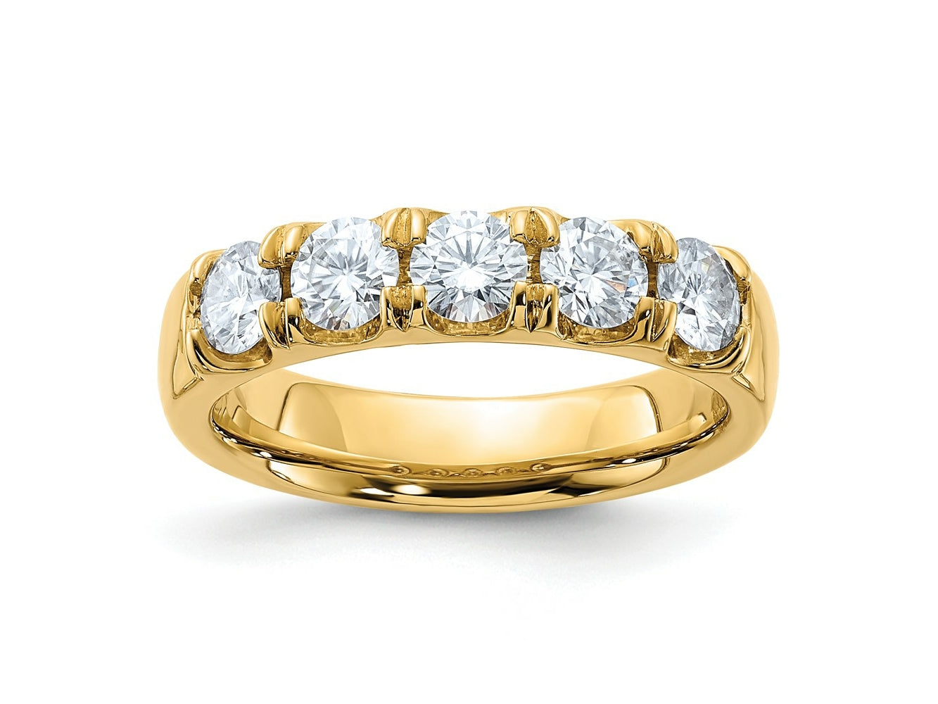 FJC Finejewelers 14 kt Yellow Gold 1ct. 5 Stone D E F Pure Light Moissanite Band 4 mm